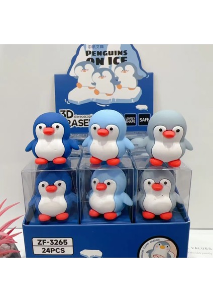 3D Penguen Figürü Silgi 3 Adet modelleri