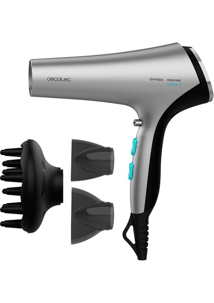 Ionicare 5320 Flashlook Siyah Saç Kurutma Makinesi, Güç 2200W Gerçek Iyonlar, 2 Nozul, Difüzör, Saç Bakımı, Soğuk Hava Fonksiyonu, 2,5 M Kablo, 3 Sıcaklık, 2 Hız (Siyah)