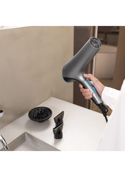 Ionicare 5320 Flashlook Siyah Saç Kurutma Makinesi, Güç 2200W Gerçek Iyonlar, 2 Nozul, Difüzör, Saç Bakımı, Soğuk Hava Fonksiyonu, 2,5 M Kablo, 3 Sıcaklık, 2 Hız (Siyah) indirimleri