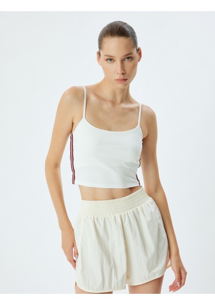 Spor Crop Atlet Biyeli Ip Askılı Bisiklet Yaka Slim Fit