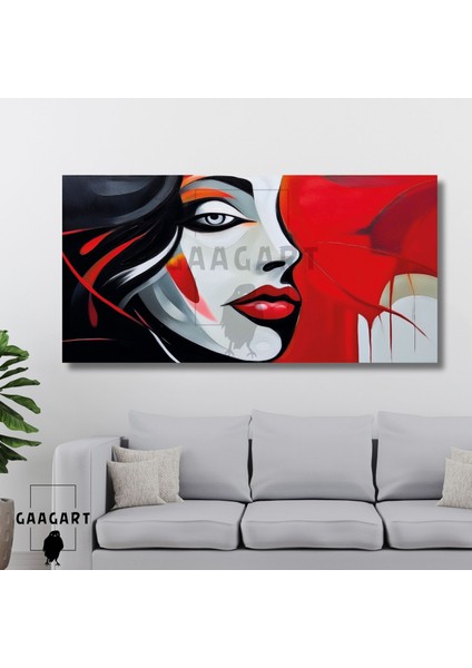 Panoramik Kanvas Duvar Tablosu Modern Soyut Kadın Silüeti