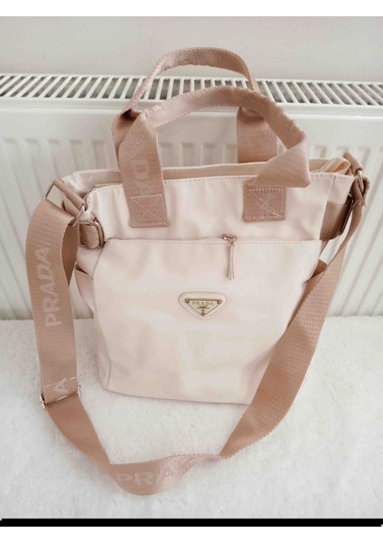 Askılı Çok Gözlü Krem Çanta