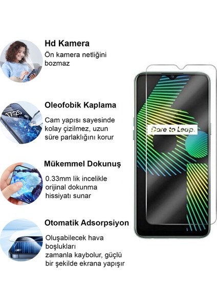 Realme 6i Kırılmaz Cam Şeffaf 0.3mm Kılıf Dostu Temperli Ekran Koruyucu fiyatları