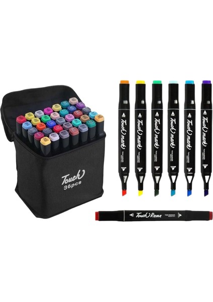 36 Renk Çantalı Çift Taraflı Marker Kalem Seti