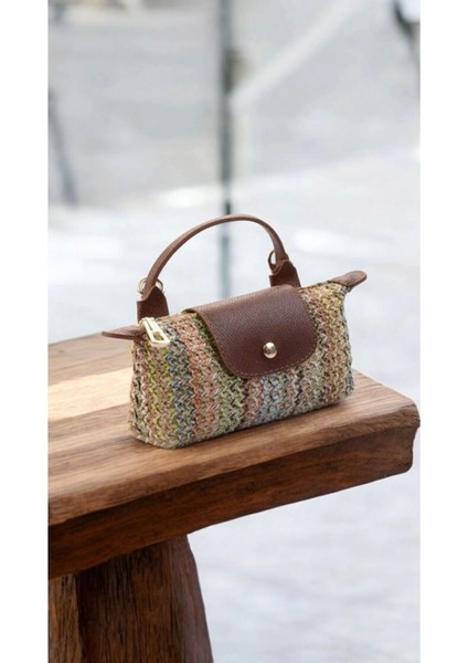 Laurel Taba/Çok Renkli Hasır El Dokuma Kadın Mini Bag