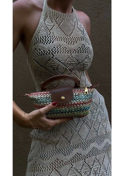 Laurel Taba/Çok Renkli Hasır El Dokuma Kadın Mini Bag fırsatları
