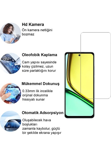 Realme 12 Lite Kırılmaz Cam Şeffaf 0.3mm Kılıf Dostu Temperli Ekran Koruyucu fiyatları