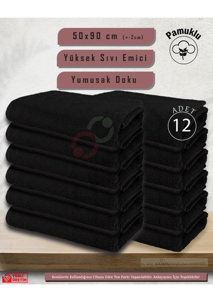 50X90CM Pamuklu Havlu ( 12 Adet ) Berber Havlusu, Kuaför Havlusu, Sporcu Havlusu, El Yüz Havlusu