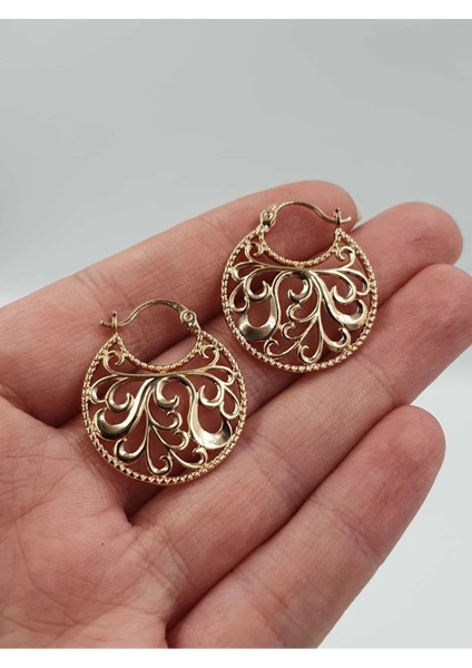 Gold Kaplama Xuping Dantel Tasarım Sepet Küpe