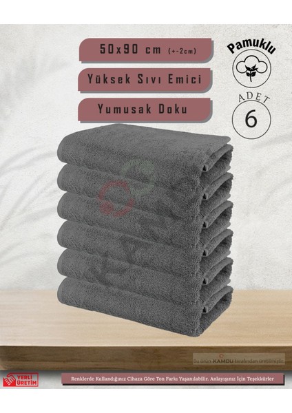 50X90CM Pamuklu Havlu ( 6 Adet ) Berber Havlusu, Kuaför Havlusu, Sporcu Havlusu, El Yüz Havlusu