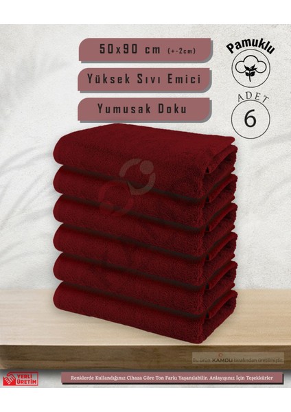 50X90CM Pamuklu Havlu ( 6 Adet ) Berber Havlusu, Kuaför Havlusu, Sporcu Havlusu, El Yüz Havlusu