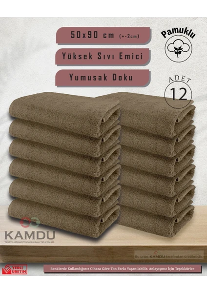 Embays Collection 50X90CM Pamuklu Havlu ( 12 Adet ) Berber Havlusu, Kuaför Havlusu, Sporcu Havlusu, El Yüz Havlusu