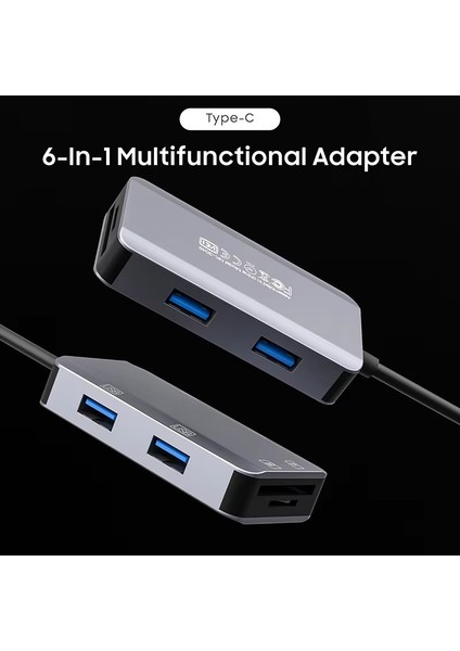 FXN-785 Çok Işlevli 4 x USB 3.0 Type C To Usb3.0 USB A Sd Tf Kart Okuyucu Çevirici Dönüştürücü