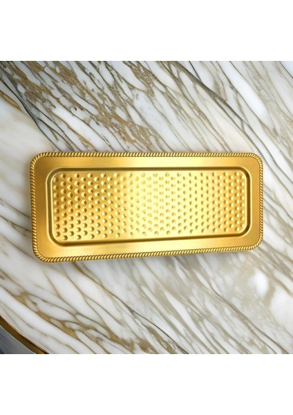 38*17 cm Ebatlarında Altın Sarısı Sunum Tepsisi, Dayanıklı Gold Sarısı Çay Kahve Sunum Tepsisi modelleri