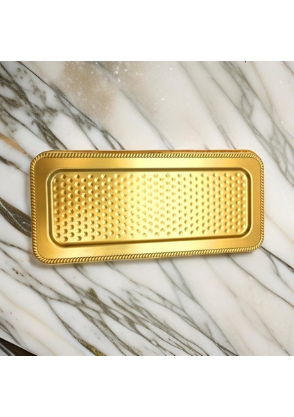 38*17 cm Ebatlarında Altın Sarısı Sunum Tepsisi, Dayanıklı Gold Sarısı Çay Kahve Sunum Tepsisi fırsatları