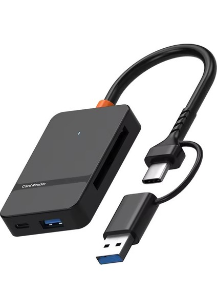 ADS-316 Usb-C + USB 8 Port Ms Cf Tf/sd Dhc Sdxc Kamera Kart Tak Çalıştır Kart Okuyucu