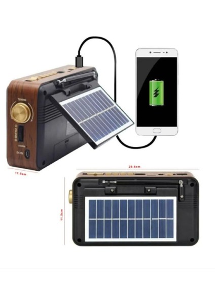 Solar Şarjlı Bt/usb/sd/aux  CM-320BT Yeni Nesil Solar Penelli Radyo