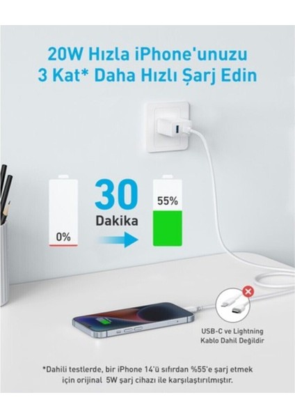 Usb-C + Usb-A Çift Portlu Şarj Cihazı - A2348 - Beyaz fiyatları