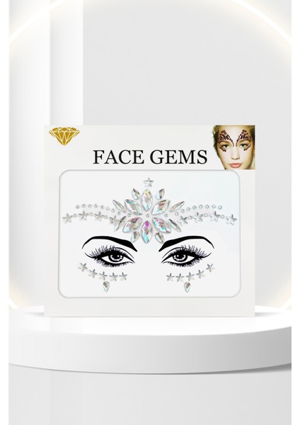 Papatya Kendinden Yapışkanlı Kristal Kesim Yüz Makyaj Taşı Işıltılı Face Gems