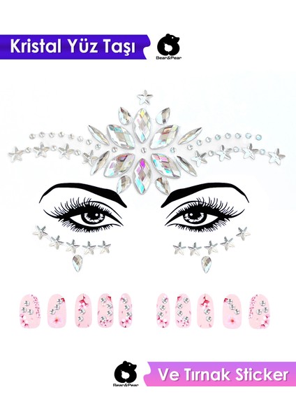 Papatya Kendinden Yapışkanlı Kristal Kesim Yüz Makyaj Taşı Işıltılı Face Gems fiyatları