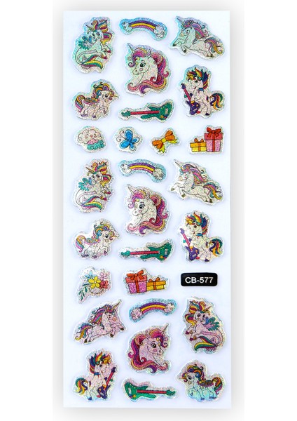 BP Tattoo Pony Renkli Unicorn Kabartmalı Sticker Yapıştırma