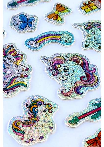 BP Tattoo Pony Renkli Unicorn Kabartmalı Sticker Yapıştırma