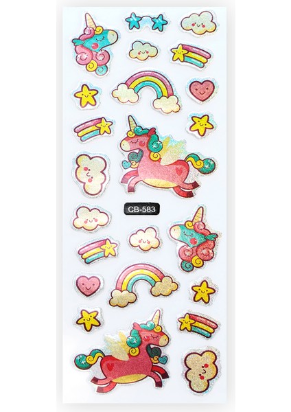 BP Tattoo Gökkuşağı Unicorn Renkli Çocuk Sticker Etiket Çıkartmaları