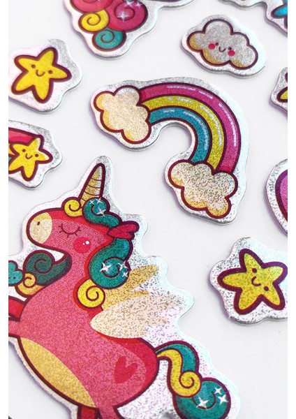 BP Tattoo Gökkuşağı Unicorn Renkli Çocuk Sticker Etiket Çıkartmaları