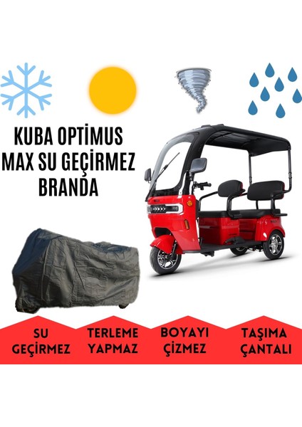 Kuba Optimus Max Kabinli 3 Tekerlekli Motor Brandası Su Geçirmez