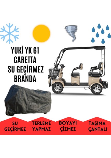 Yuki Yk-61 Caretta Kabinli 3 Tekerlekli Motor Brandası Su Geçirmez