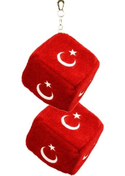 Asmalı Ay Yıldız Bayrak Peluş Zar Küp 2 Adet