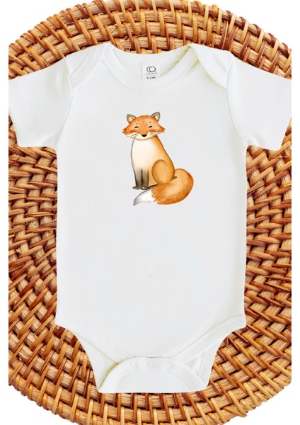 Tilki Tasarımlı Erkek Bebek Zıbın Yenidoğan Fox Design Baby Boy Bodysuit Newborn