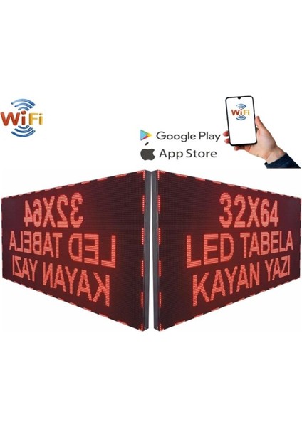 Sanec LED Tabela 32X64CM Çift Taraflı Kırmızı Kayan Yazı-Wifi