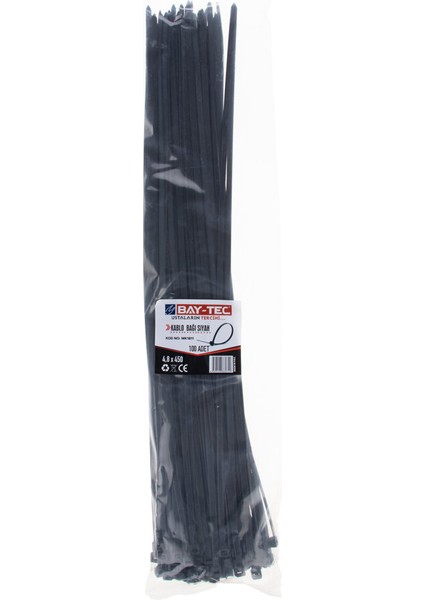 Cırt Kelepçe Siyah 100 Lü 4.8X450 MK1811 0749