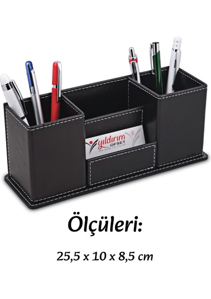 Çok Bölmeli Organizer Masaüstü Ofis Masa Düzenleyici Aksesuar Deri Kalemlik fırsatları