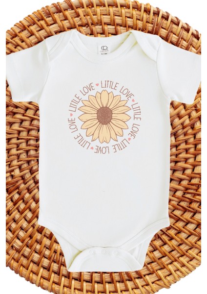 Papatya Tasarımlı Kız Bebek Zıbın Yenidoğan Daisy Designed Baby Girl Bodysuit Newborn