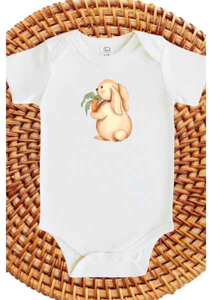 Tavşan Tasarımlı Unisex Bebek Zıbın Yenidoğan Rabbit Design Unisex Baby Bodysuit Newborn