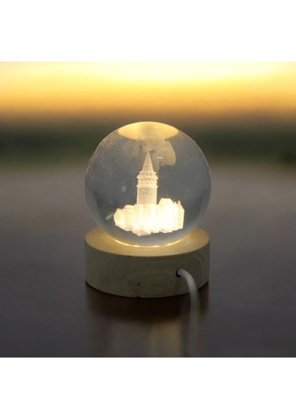 Kişiye Özel Işıklı Ahşap Galata Kulesi Kristal Cam Küre 6cm fırsatları