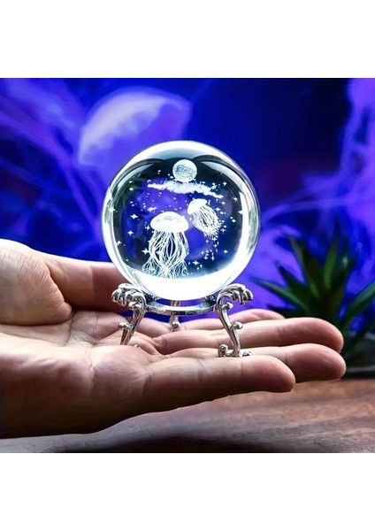 Dekoratif Metal Ayaklı Deniz Anası Tasarımlı 3d Cam Küre 6cm modelleri