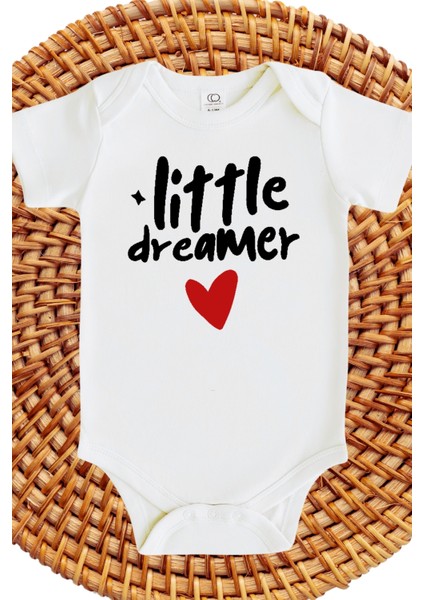 Little Dreamer Kalpli Tasarımlı Bebek Zıbın Little Dreamer Heart Design Baby Bodysuit