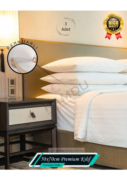 [ 3 Adet ] Premium 50x70cm Fermuarlı Yastık Iç Kılıf, Pamuklu Yastık Şiltesi, Yastık Kılıfı,