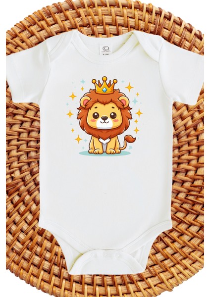 Aslan Tasarımlı Bebek Zıbın Lion Design Baby Bodysuit