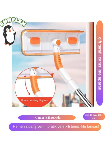 360 Derece Dönen Teleskopik Pencere Temizleyici