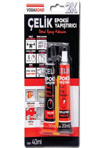 20 ml+20 ml 2k Rapid Çelik Epoksi Gri 78 0363