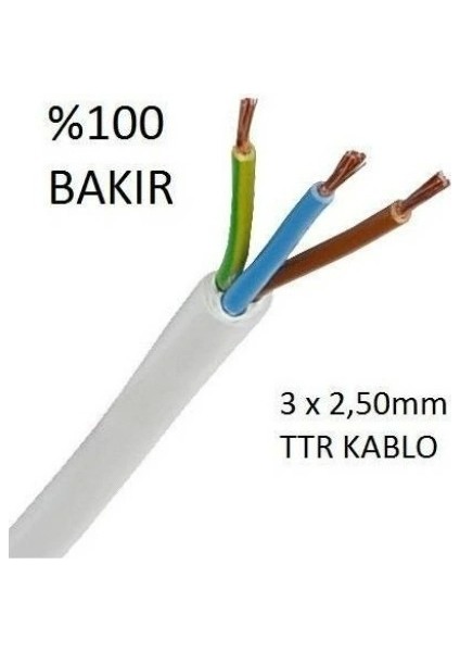 3x2,5 mm Ttr Kablo Beyaz