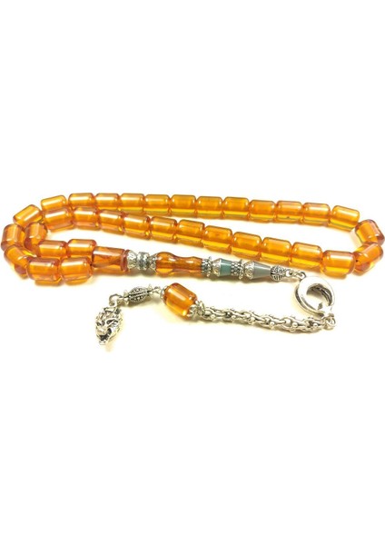 925 Ayar Gümüş Nakkaş Imame Sıkma Kehribar Sertifikalı 5477