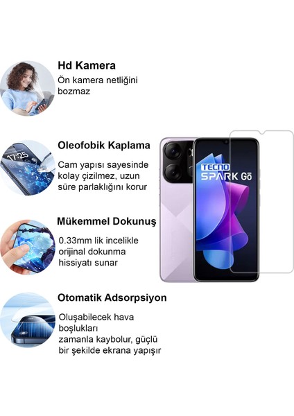 Tecno Spark Go 2023 Pro Kırılmaz Cam Şeffaf 0.3mm Kılıf Dostu Temperli Ekran Koruyucu