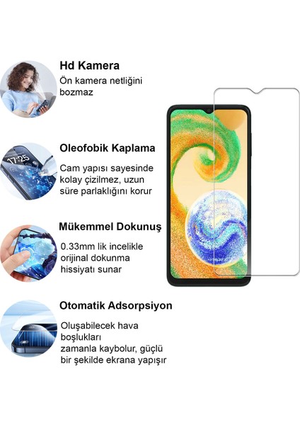 Samsung Galaxy A04S Kırılmaz Cam Şeffaf 0.3mm Kılıf Dostu Temperli Ekran Koruyucu