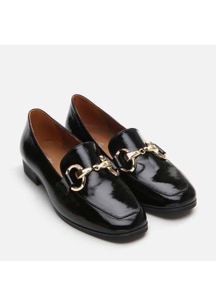 01Ayh290990A100 Deri Siyah Kadın Loafer