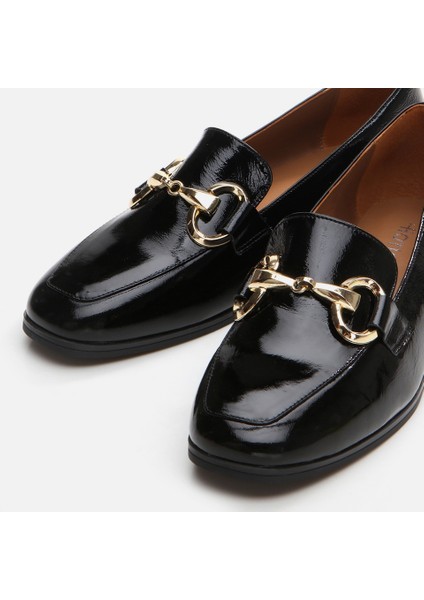 01Ayh290990A100 Deri Siyah Kadın Loafer